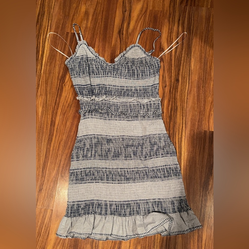 Ruched dress - blue & white